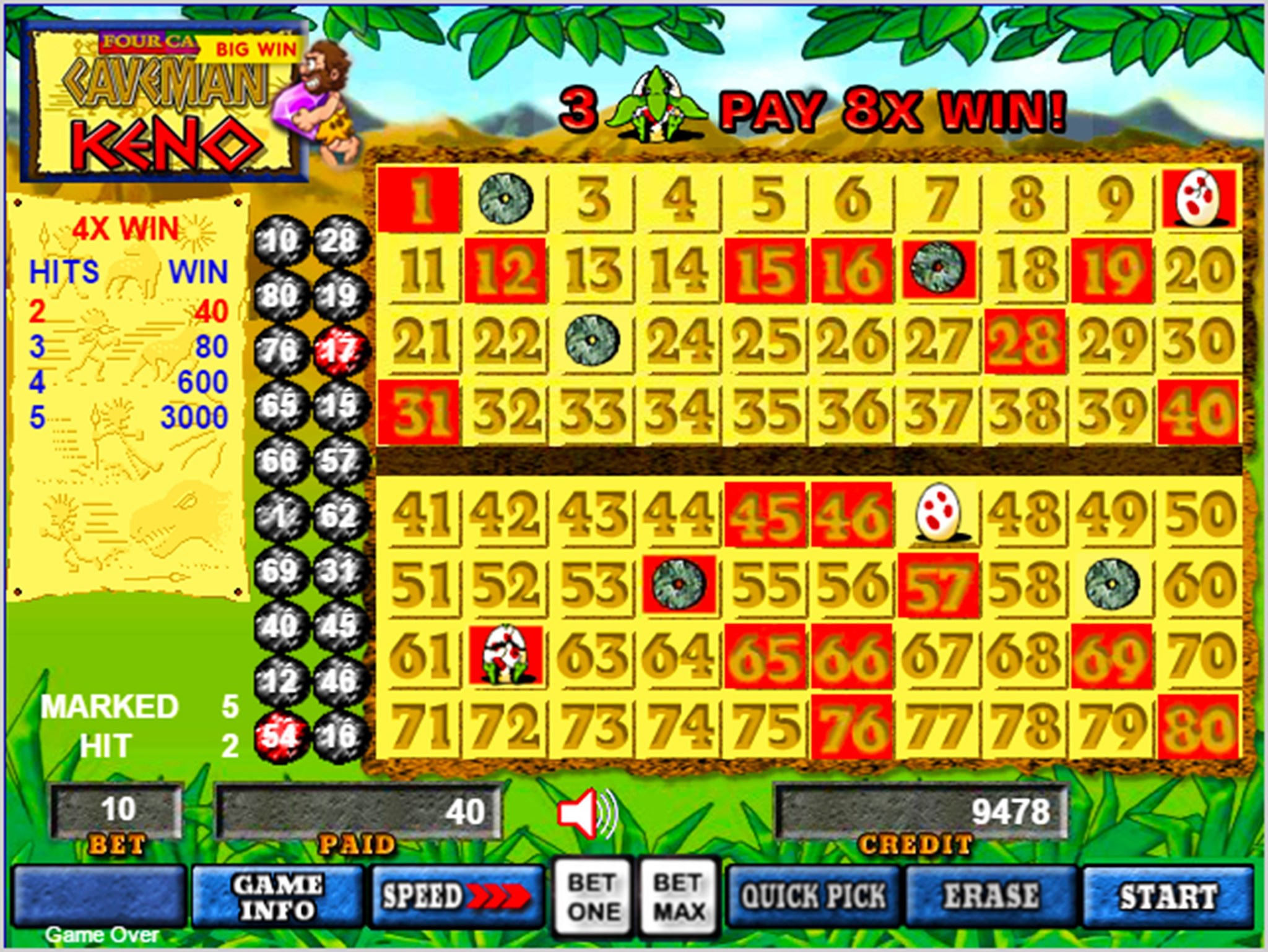 Caveman Keno Slot Machine by